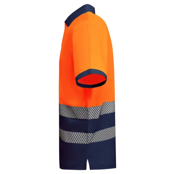 HV9318 - Tricou tehnic polo cu maneci scurte - ATRIO - [Bleumarin/Portocaliu fluorescent]