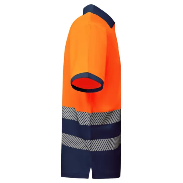 HV9318 - Tricou tehnic polo cu maneci scurte - ATRIO - [Bleumarin/Portocaliu fluorescent]