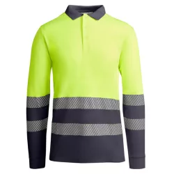   HV9319 - Tricou tehnic polo cu maneci lungi - ATRIO LS - [Plumb/Galben fluorescent]