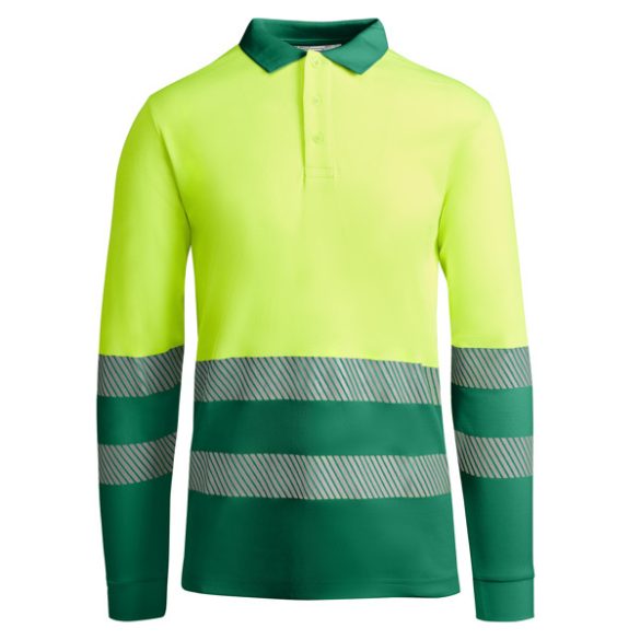 HV9319 - Tricou tehnic polo cu maneci lungi - ATRIO LS - [Verde gradina/Galben fluorescent]