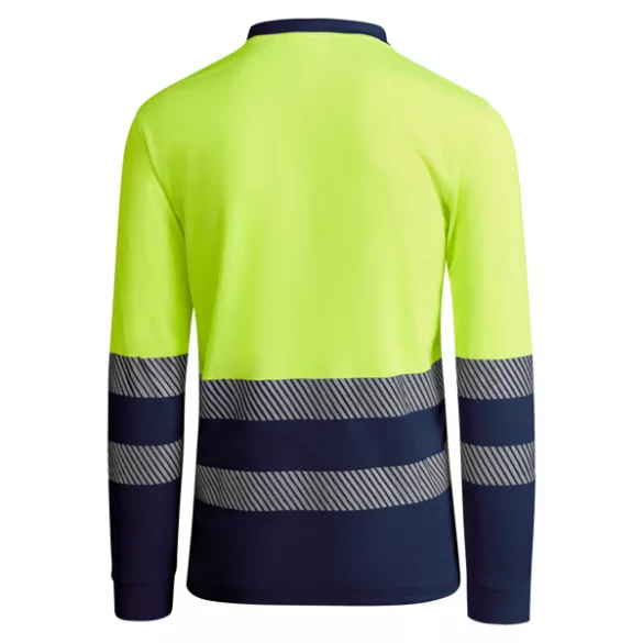 HV9319 - Tricou tehnic polo cu maneci lungi - ATRIO LS - [Bleumarin/Galben fluorescent]
