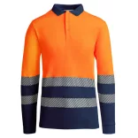 HV9319 - Tricou tehnic polo cu maneci lungi - ATRIO LS - [Bleumarin/Portocaliu fluorescent]