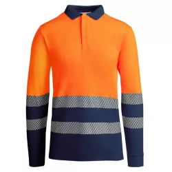   HV9319 - Tricou tehnic polo cu maneci lungi - ATRIO LS - [Bleumarin/Portocaliu fluorescent]