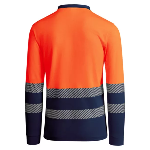 HV9319 - Tricou tehnic polo cu maneci lungi - ATRIO LS - [Bleumarin/Portocaliu fluorescent]