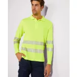 HV9319 - Tricou tehnic polo cu maneci lungi - ATRIO LS - [Bleumarin/Portocaliu fluorescent]