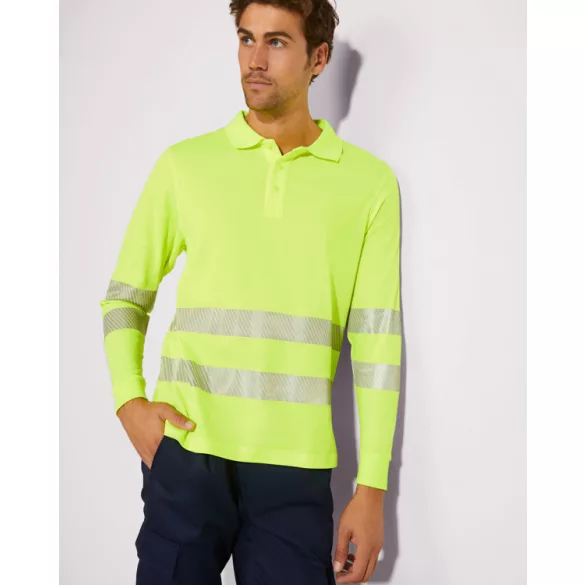 HV9319 - Tricou tehnic polo cu maneci lungi - ATRIO LS - [Bleumarin/Portocaliu fluorescent]