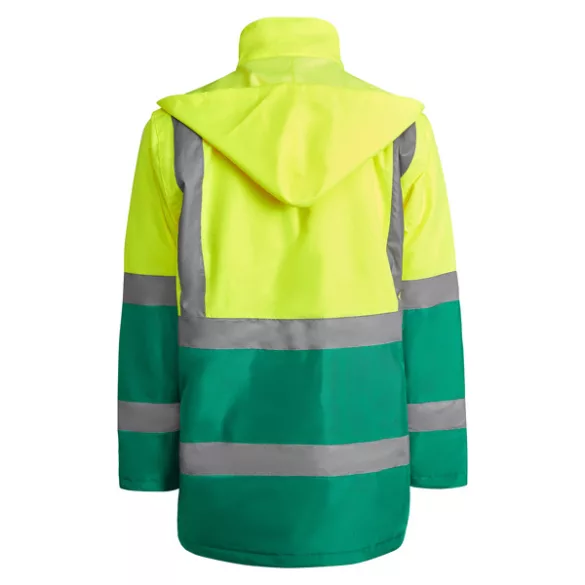 HV9320 - Geaca parka reflectorizanta - MERAK - [Verde gradina/Galben fluorescent]
