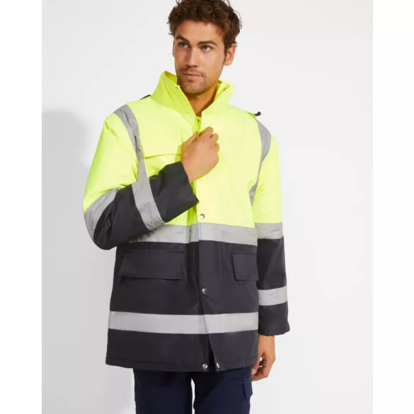 HV9320 - Geaca parka reflectorizanta - MERAK - [Bleumarin/Galben fluorescent]