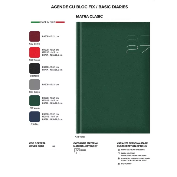 Agenda 2027 datata zilnic Matra 11 x 17 cm - [Albastru]