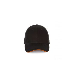   KP185 - Sapca cu cozoroc contrastant din bumbac - 6 panele - SANDWICH PEAK - [Black/Orange]