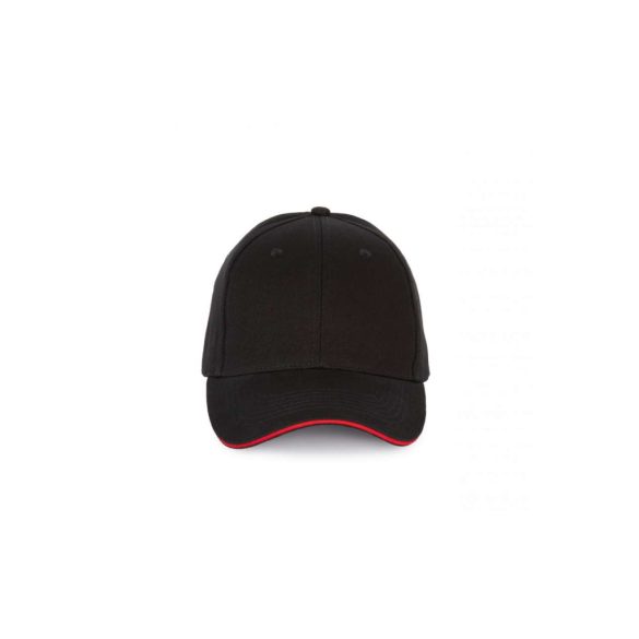KP185 - Sapca cu cozoroc contrastant din bumbac - 6 panele - SANDWICH PEAK - [Black/Red]