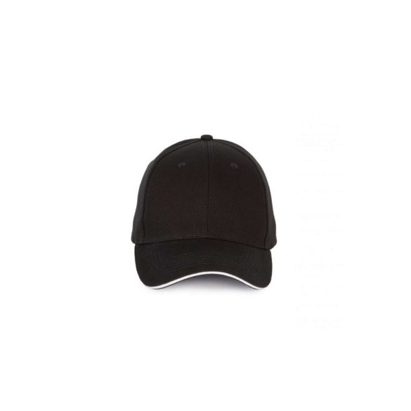 KP185 - Sapca cu cozoroc contrastant din bumbac - 6 panele - SANDWICH PEAK - [Black/White]