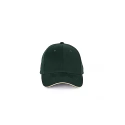   KP185 - Sapca cu cozoroc contrastant din bumbac - 6 panele - SANDWICH PEAK - [Forest Green/Beige]