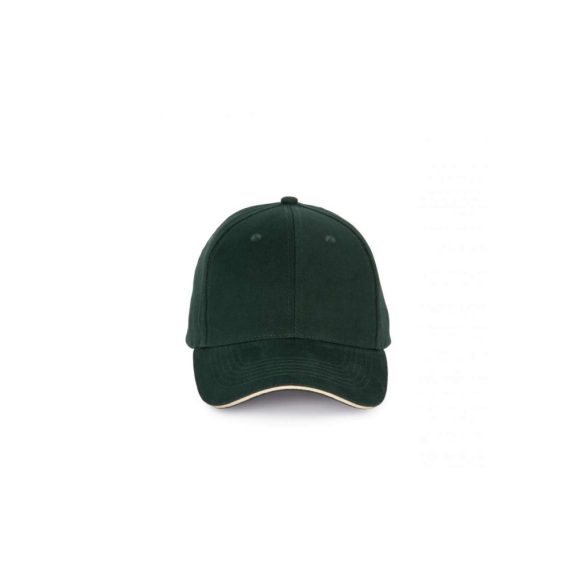 KP185 - Sapca cu cozoroc contrastant din bumbac - 6 panele - SANDWICH PEAK - [Forest Green/Beige]