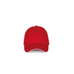   KP185 - Sapca cu cozoroc contrastant din bumbac - 6 panele - SANDWICH PEAK - [Red/White]