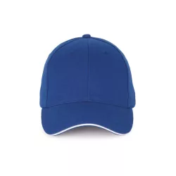   KP185 - Sapca cu cozoroc contrastant din bumbac - 6 panele - SANDWICH PEAK - [Royal Blue/White]