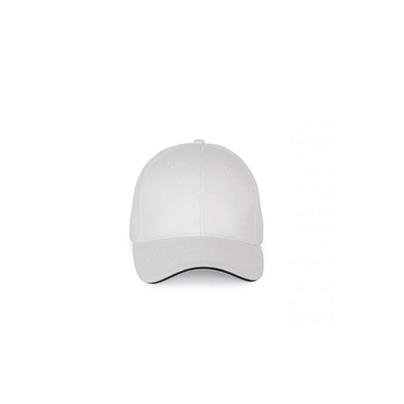 KP185 - Sapca cu cozoroc contrastant din bumbac - 6 panele - SANDWICH PEAK - [White/Navy]