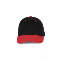   KP188 - Sapca din bumbac - 6 panele - SANDWICH PEAK - [Black/Red]