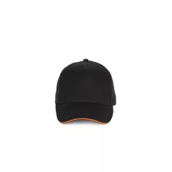  KP189 - Sapca din bumbac - 5 panele - SANDWICH PEAK - [Black/Orange]