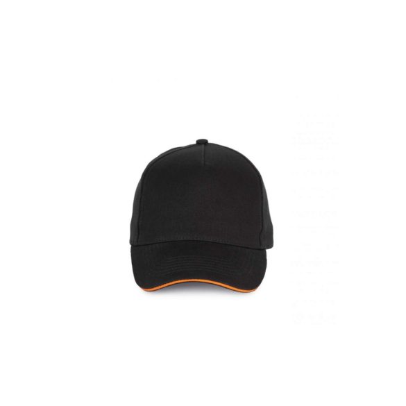 KP189 - Sapca din bumbac - 5 panele - SANDWICH PEAK - [Black/Orange]