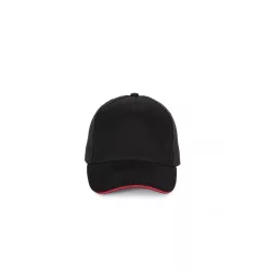   KP189 - Sapca din bumbac - 5 panele - SANDWICH PEAK - [Black/Red]