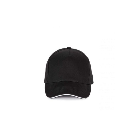 KP189 - Sapca din bumbac - 5 panele - SANDWICH PEAK - [Black/White]