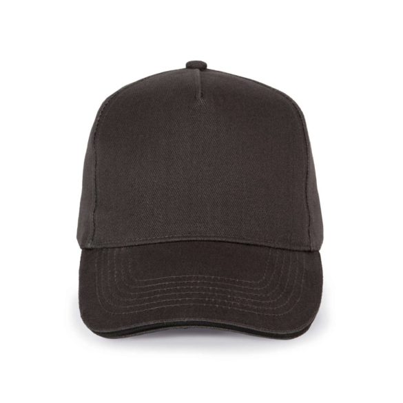 KP189 - Sapca din bumbac - 5 panele - SANDWICH PEAK - [Dark Grey/Black]