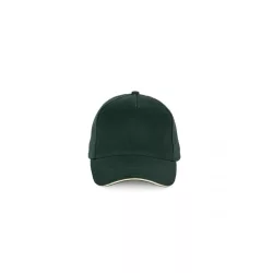  KP189 - Sapca din bumbac - 5 panele - SANDWICH PEAK - [Forest Green/Beige]