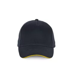   KP189 - Sapca din bumbac - 5 panele - SANDWICH PEAK - [Navy/Yellow]