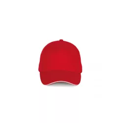   KP189 - Sapca din bumbac - 5 panele - SANDWICH PEAK - [Red/White]