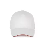 KP189 - Sapca din bumbac - 5 panele - SANDWICH PEAK - [White/Red]