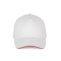   KP189 - Sapca din bumbac - 5 panele - SANDWICH PEAK - [White/Red]