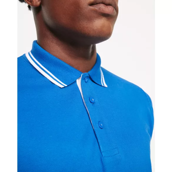 PO6629 - Tricou polo cu maneca scurta - MONTREAL - [Alb/Turcoaz]