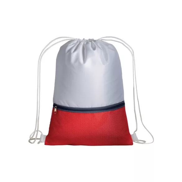 1714103-Rucsac-din-poliester-210t-alb-cu-buzunar-rosu
