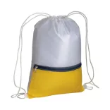 1714106-Rucsac-din-poliester-210t-alb-cu-buzunar-galben