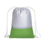 1714144-Rucsac-din-poliester-210t-alb-cu-buzunar-verde