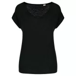 SP321 - Tricou de in cu decolteu in V pentru dama - Spasso - [Black]