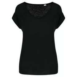   SP321 - Tricou de in cu decolteu in V pentru dama - Spasso - [Black]