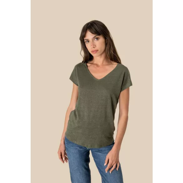 SP321 - Tricou de in cu decolteu in V pentru dama - Spasso - [Black]