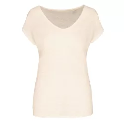   SP321 - Tricou de in cu decolteu in V pentru dama - Spasso - [Ivory]