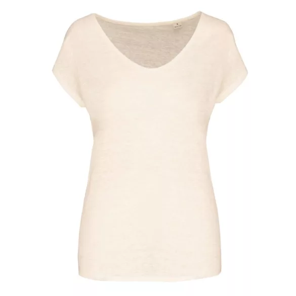 SP321 - Tricou de in cu decolteu in V pentru dama - Spasso - [Ivory]