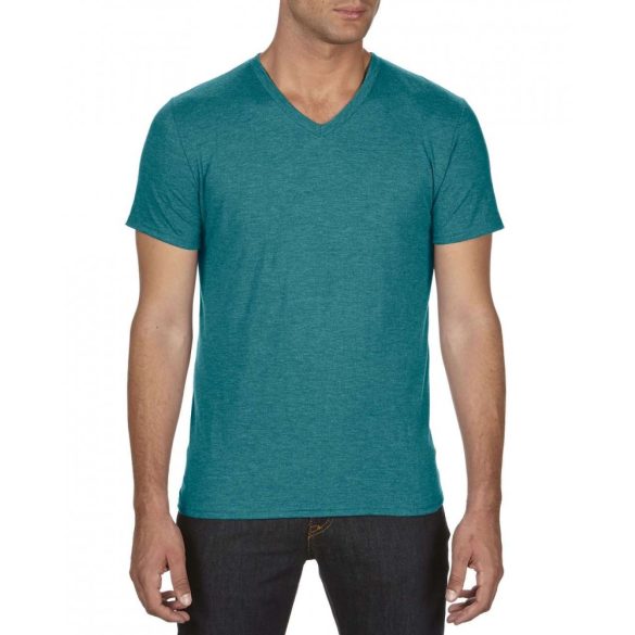 an6752-Tricou-adult-barbat-Anvil-V-neck-Heather-Galapagos-Blue