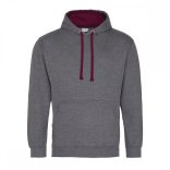 AWJH003-Hanorac-cu-gluga-unisex-VARSITY-HOODIE-Charcoal-Grey/Burgundy
