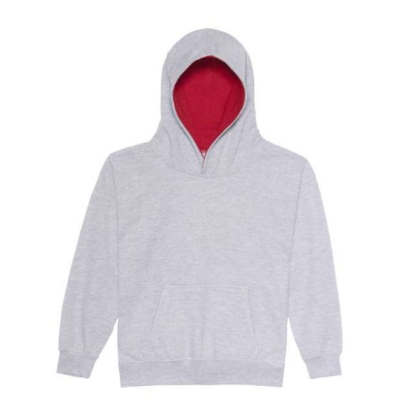 awjh003j - Hanorac cu gluga - copii - VARSITY HOODIE [Heather Grey/Fire Red]