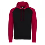 AWJH009-Hanorac-cu-gluga-unisex-BASEBALL-HOODIE-Jet-Black/Fire-Red