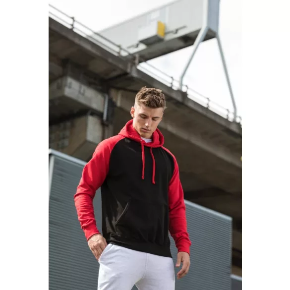 AWJH009-Hanorac-cu-gluga-unisex-BASEBALL-HOODIE-Jet-Black/Fire-Red