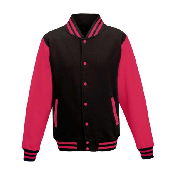 AWJH043 - Jacheta de barbat All We Do is VARSITY [Jet Black/Hot Pink]
