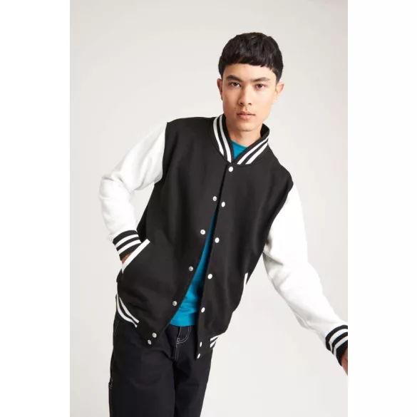 AWJH043 - Jacheta de barbat All We Do is VARSITY [Jet Black/Hot Pink]