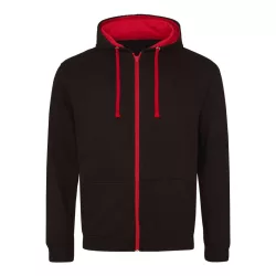   AWJH053 - Hanorac cu gluga - unisex - VARSITY ZOODIE [Jet Black/Fire Red]