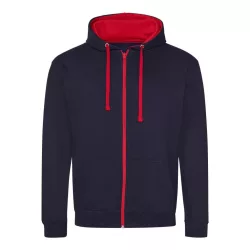   AWJH053 - Hanorac cu gluga - unisex - VARSITY ZOODIE [New French Navy/Fire Red]